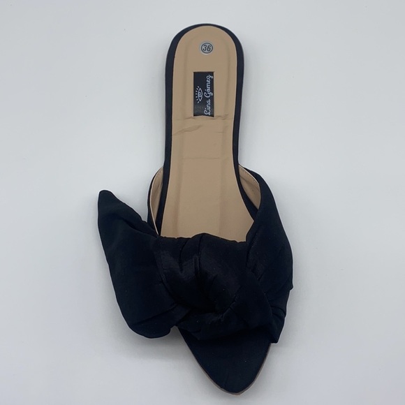 Lina Gomez - Black Fabric Open Toe Knot Bow Sandal Size 36 - Picture 3 of 14